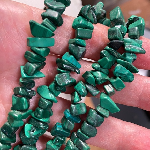 Malachite Stone Necklaces Set of 2 Long Necklaces - Picture 3 of 9